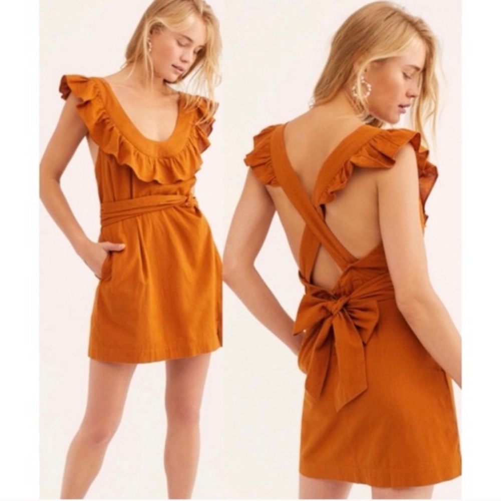 Free People Endless Summer Llara Ruffle Belted Mini Dress XS NWT